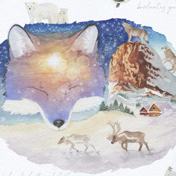 Douceur Hivernale – Tirage d’art de renard et paysage enneigé