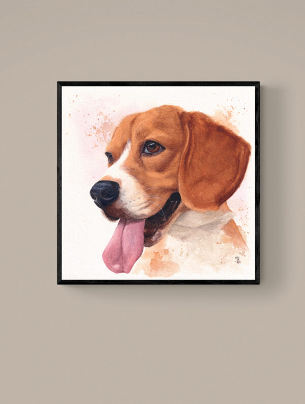 portrait peint à l'aquarelle de chien Beagle