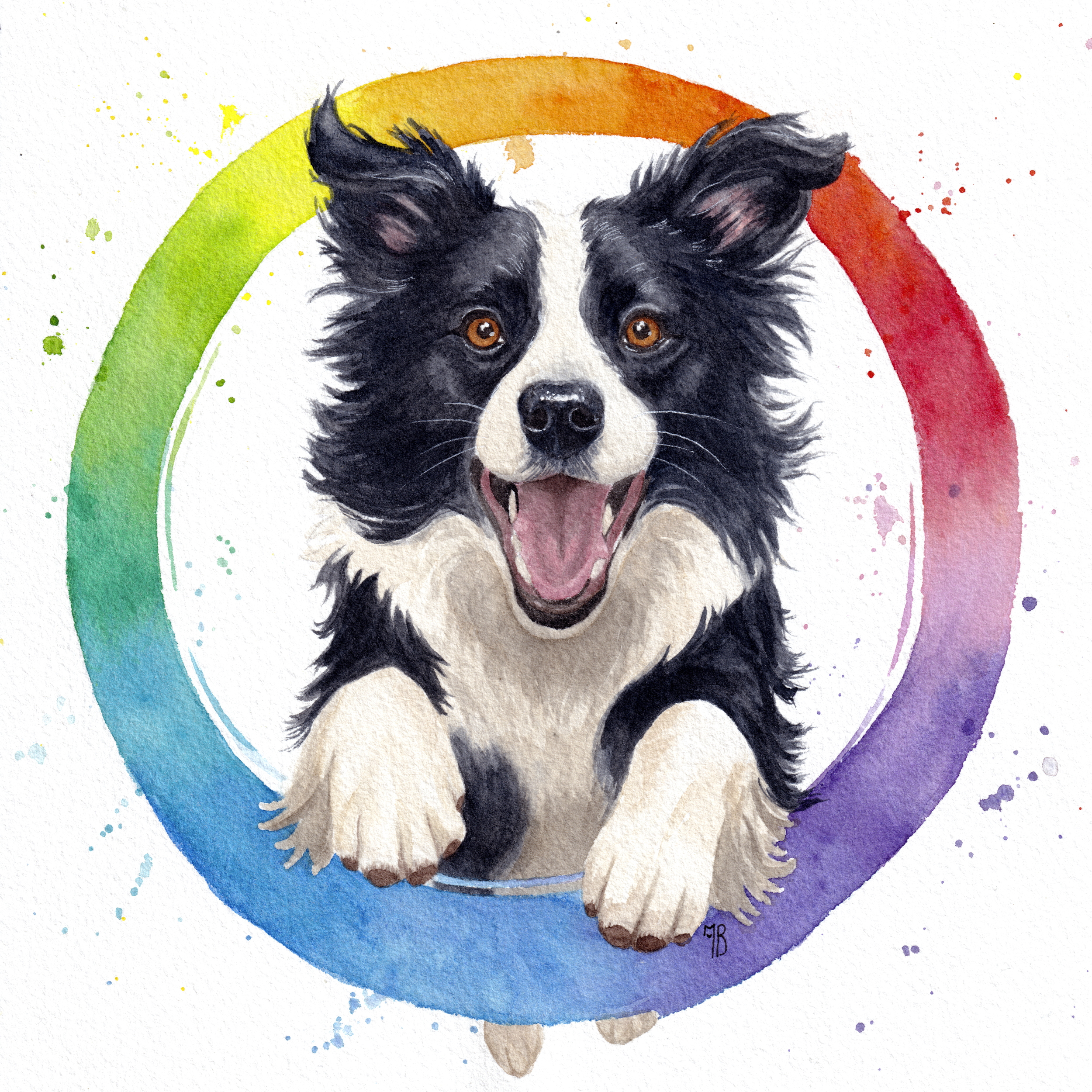 Tableau animal dynamique chien pop art - saut agility