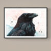 Huginn encadré Huginn, portrait de corbeau – Tirage d’art