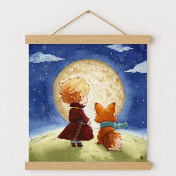 Illustration prince et renard, mise en valeur grâce à un cadre magnétique