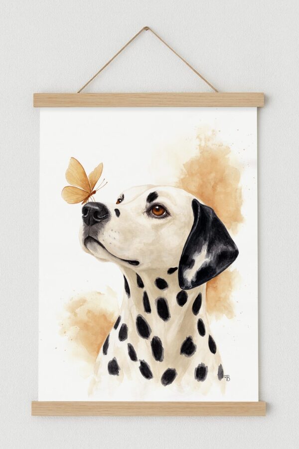 Illustration de chien dalmatien poétique, Dolcezza par Morgane Bouiller