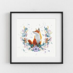 Fall Fox, aquarelle de renard, exemple d'encadrement