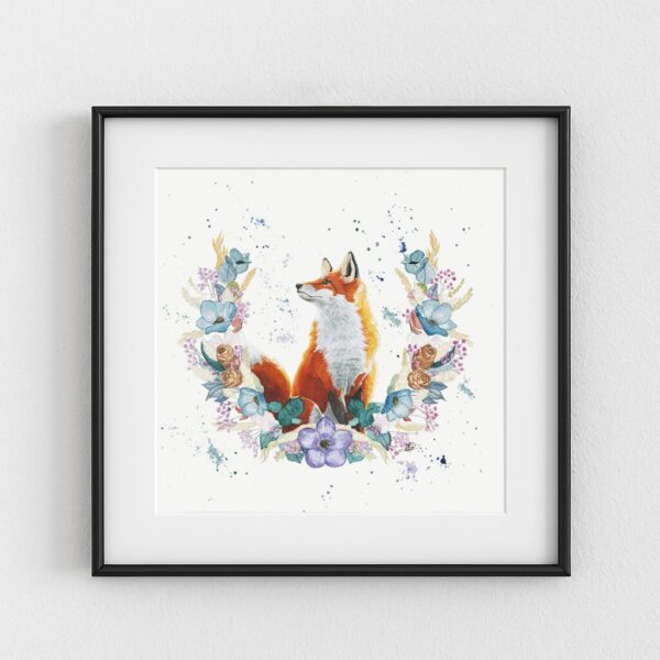 Fall Fox, aquarelle de renard, exemple d'encadrement, par Morgane Bouiller Fall Fox, aquarelle de renard, exemple d'encadrement