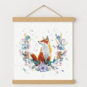 Illustration poétique de renard d'automne mise en valeur grâce à un cadre magnétique