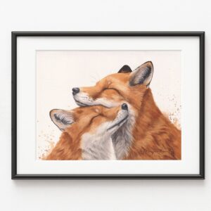 Flammes Jumelles, peinture de renards, exemple d'encadrement