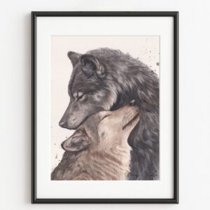 Gardien de mon Âme, décoration murale loups originale et puissante par Morgane Bouiller