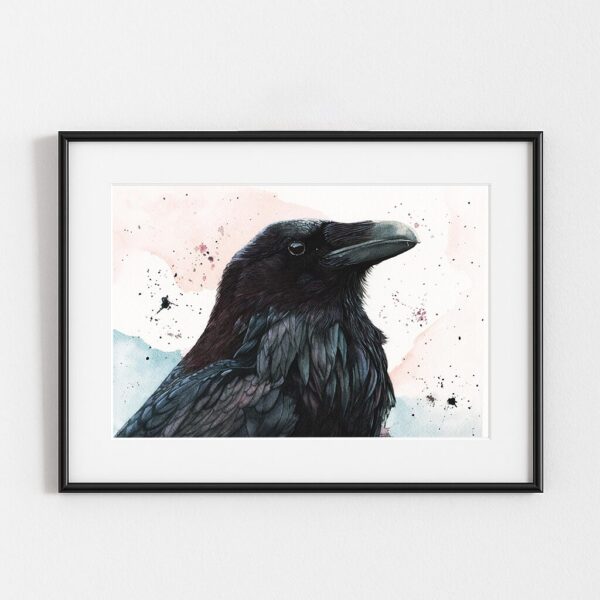 Huginn, peinture de corbeau, exemple d'encadrement