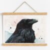 Huginn, Illustration de corbeau encadrée avec un cadre magnétique en bois Illustration de corbeau encadrée avec un cadre magnétique en bois