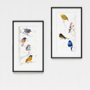 Peinture de passereaux, exemple de cadre