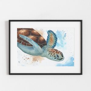 Oceanica, peinture de tortue marine, exemple d'encadrement