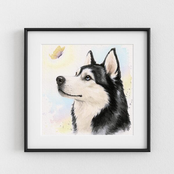 Speranza, portrait de chien Husky à l'aquarelle, par Morgane Bouiller Speranza, portrait de chien Husky à vendre