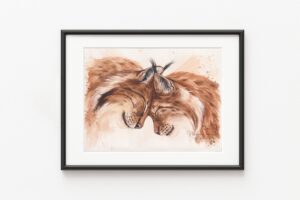 Tableau de lynx "Tendre Echo" par Morgane Bouiller, exemple d'encadrement