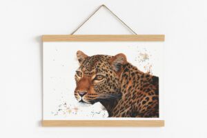 Uzuri Wa Savanna, Uzuri wa savana, décoration murale léopard avec cadre magnétique en bois naturel Uzuri wa savana, décoration murale léopard avec cadre magnétique en bois naturel