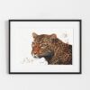 Uzuri wa savanna, portrait de léopard à l'aquarelle, exemple d'encadrement, par Morgane Bouiller Uzuri wa savanna, portrait de léopard à l'aquarelle, exemple d'encadrement
