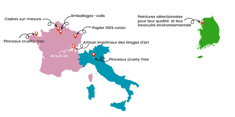 carte des choix faits en conscience par Morgane Bouiller, dans l'optique de créer un art de qualité et responsable.