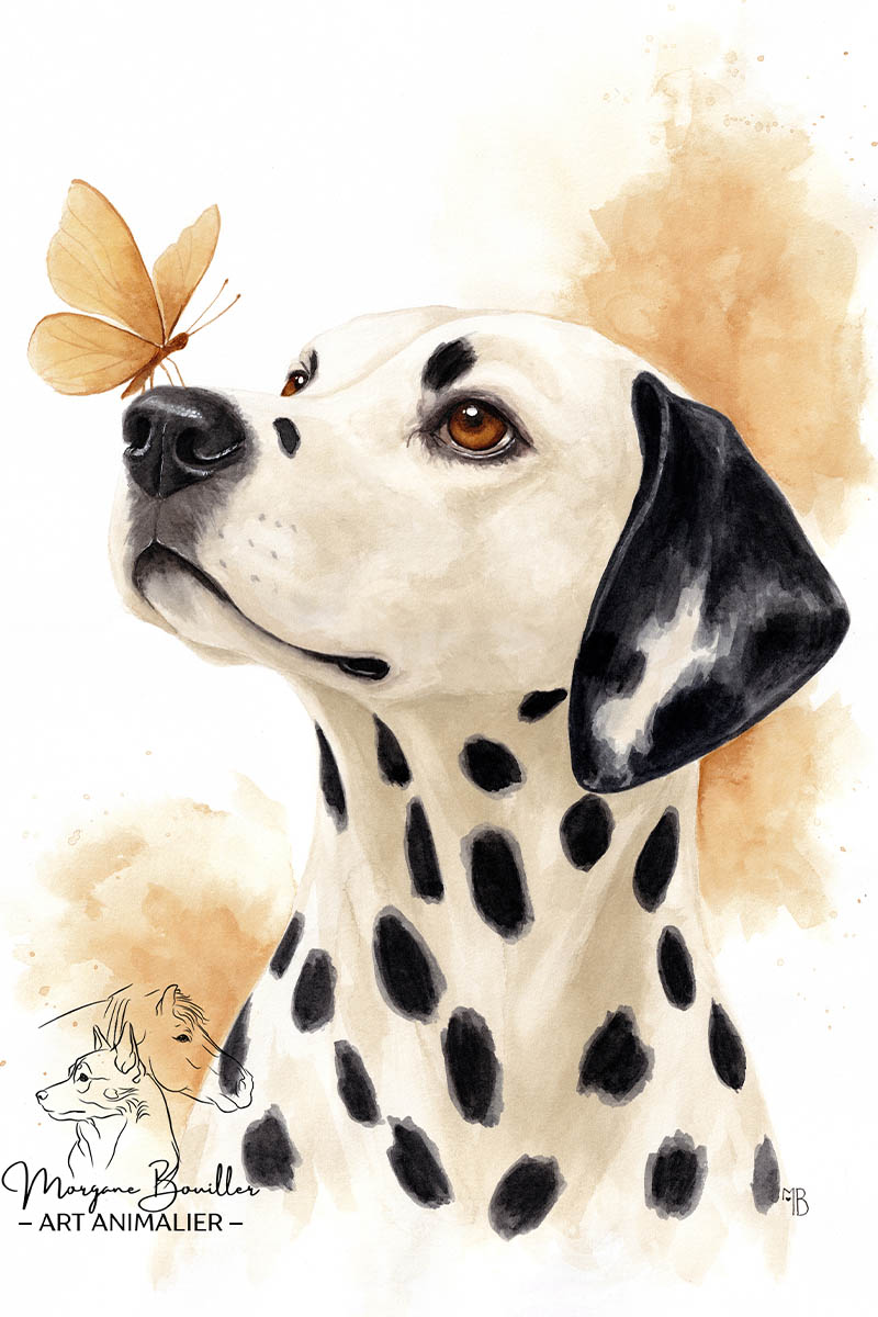 portrait chien aquarelle réaliste terminé – Gamme POÉSIE– peinture d'animal personnalisée
