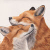 Flammes Jumelles, couple de renards par Morgane Bouiller Tableau de renards précieux, peinture aquarelle par Morgane Bouiller
