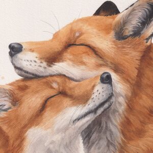Peinture de renards enlacés