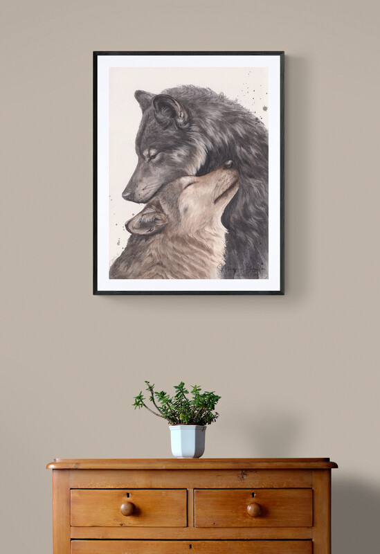 exemple d'encadrement pour décoration murale loups Gardien de mon Âme