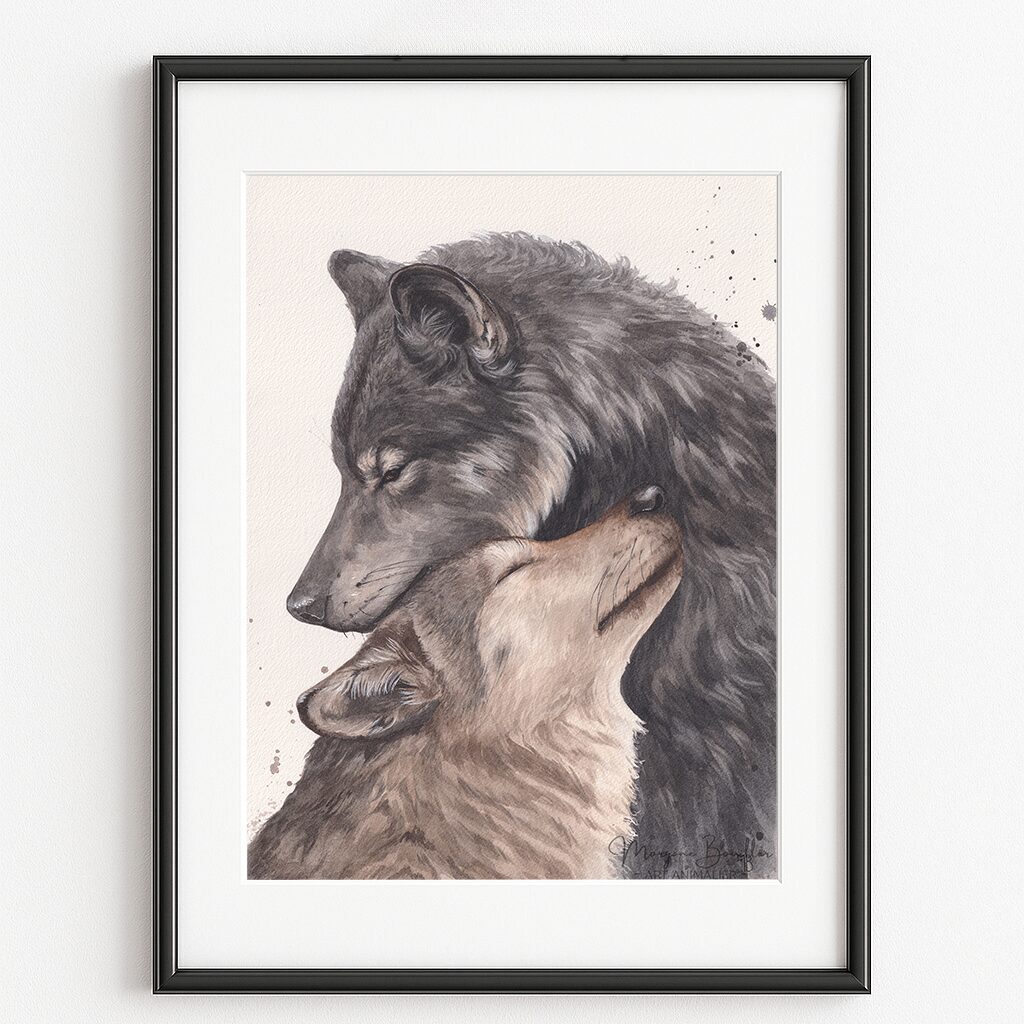 Gardien de mon Âme, décoration murale loups originale et puissante par Morgane Bouiller