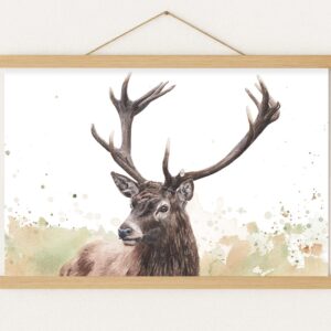 Tableau de cerf - "L'Esprit des Forêts", encadrement avec cadre en bois magnétique